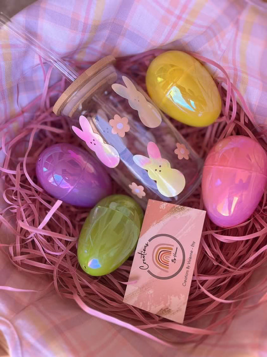 Easter kid’s glass cup with lid