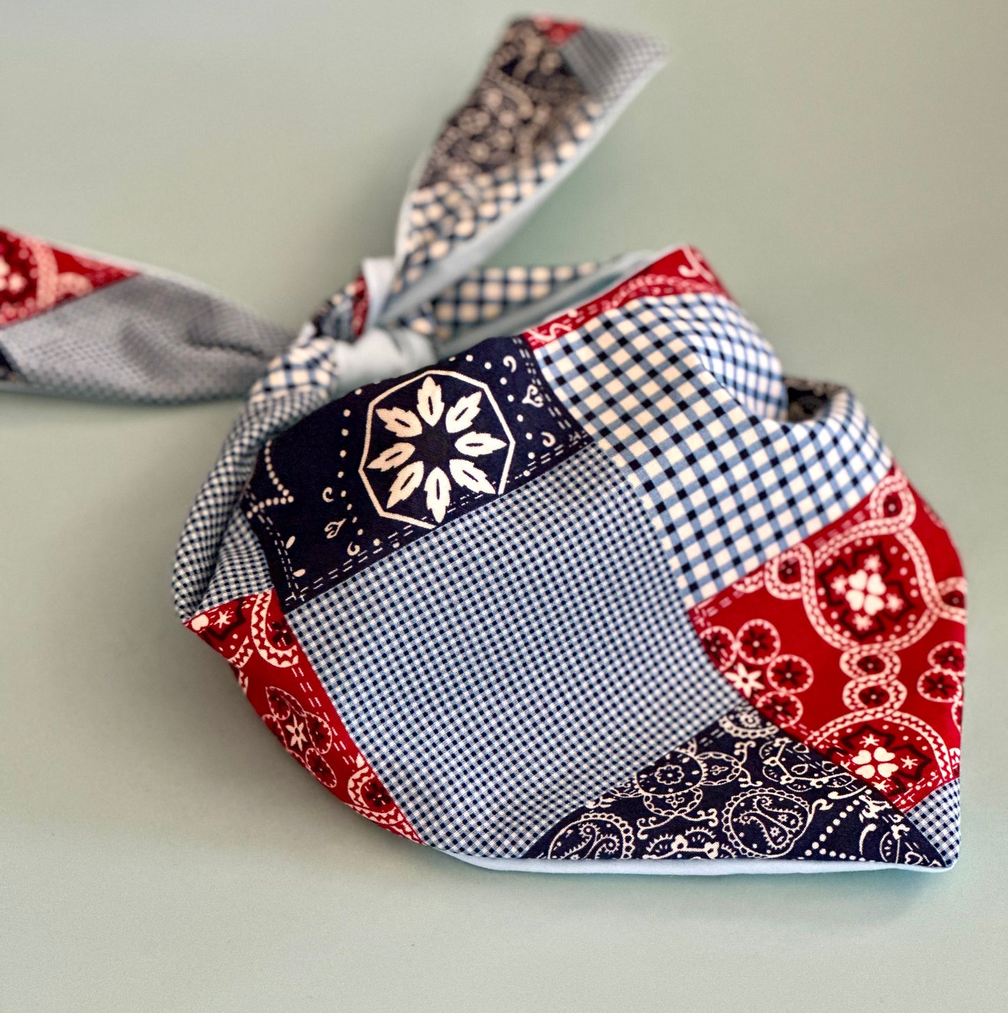 Dog Bandana Patchwork Red White And Blue Country Dog Scarf Patriotic USA Dog Accessory Fourth Of July Puppy Outfit American Flag Photo Shoot