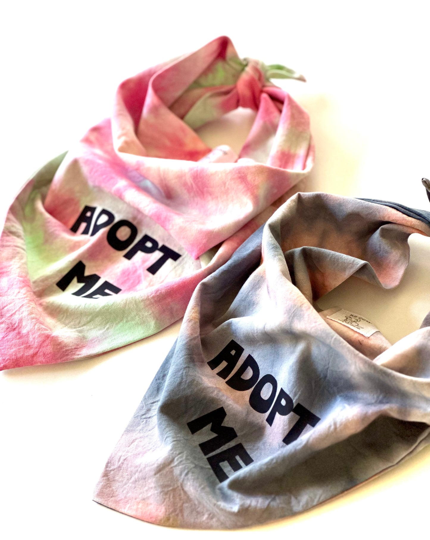 Unique Adopt Me Dog Bandana One Of A Kind Custom Tie Dye Perfect for Rescue Dogs Eye-Catching Pet Adoption Accessory For Adoption Event Idea