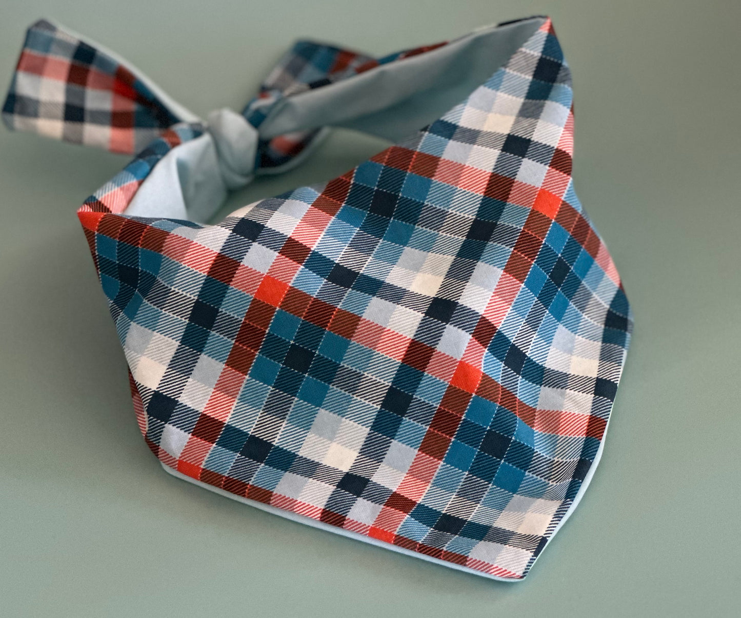 Plaid Dog Bandana Personalized Blue Pet Scarf Custom Dog Accessory Stylish Orange Puppy Neckwear Gift For Dog Lovers Trendy Pet Apparel