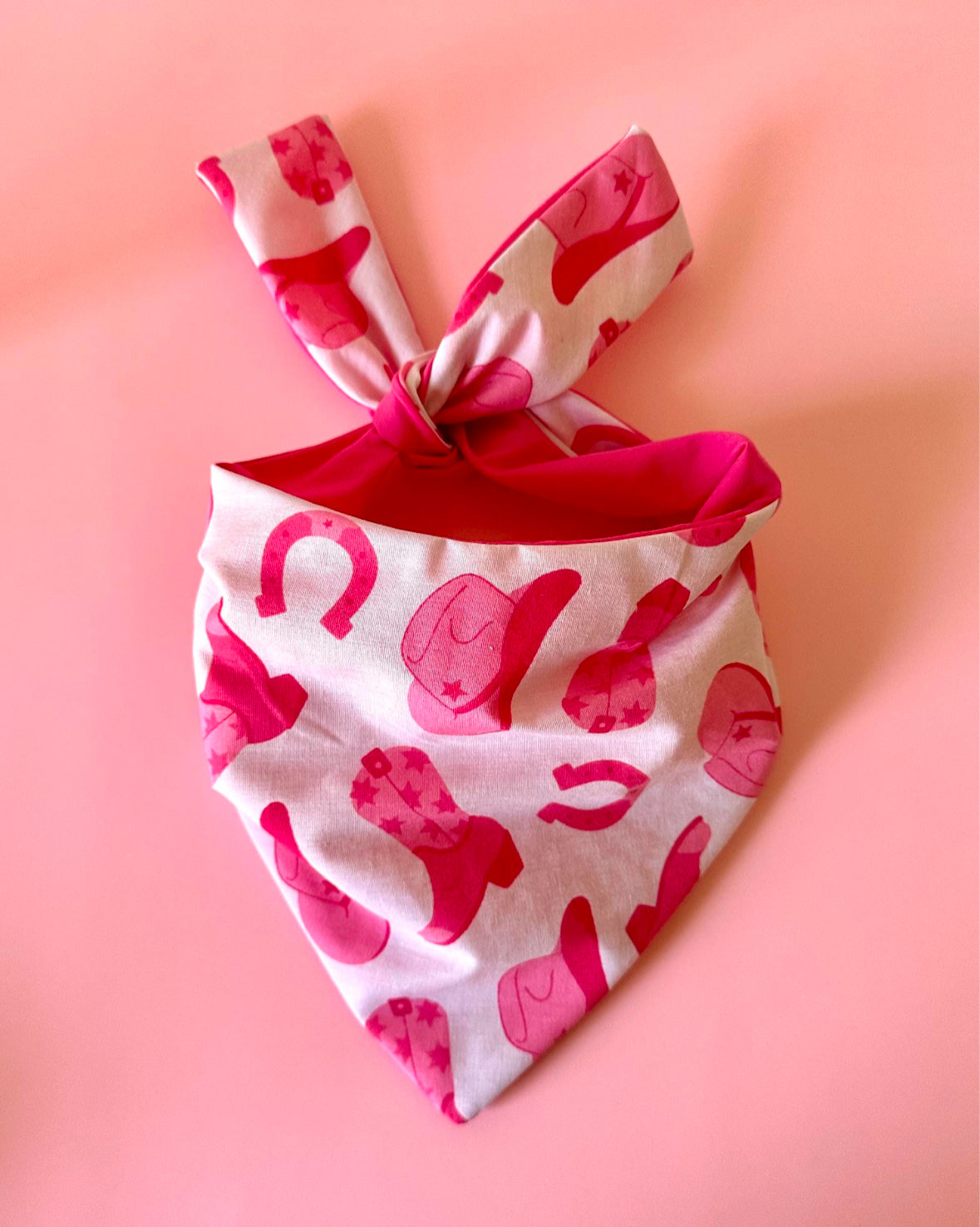 Cowgirl Dog Bandana Pink Pet Scarf Custom Puppy Accessory Gift Idea Personalized Western Puppy Outfit Horseshoe Theme Cow Girl Hat Inspired