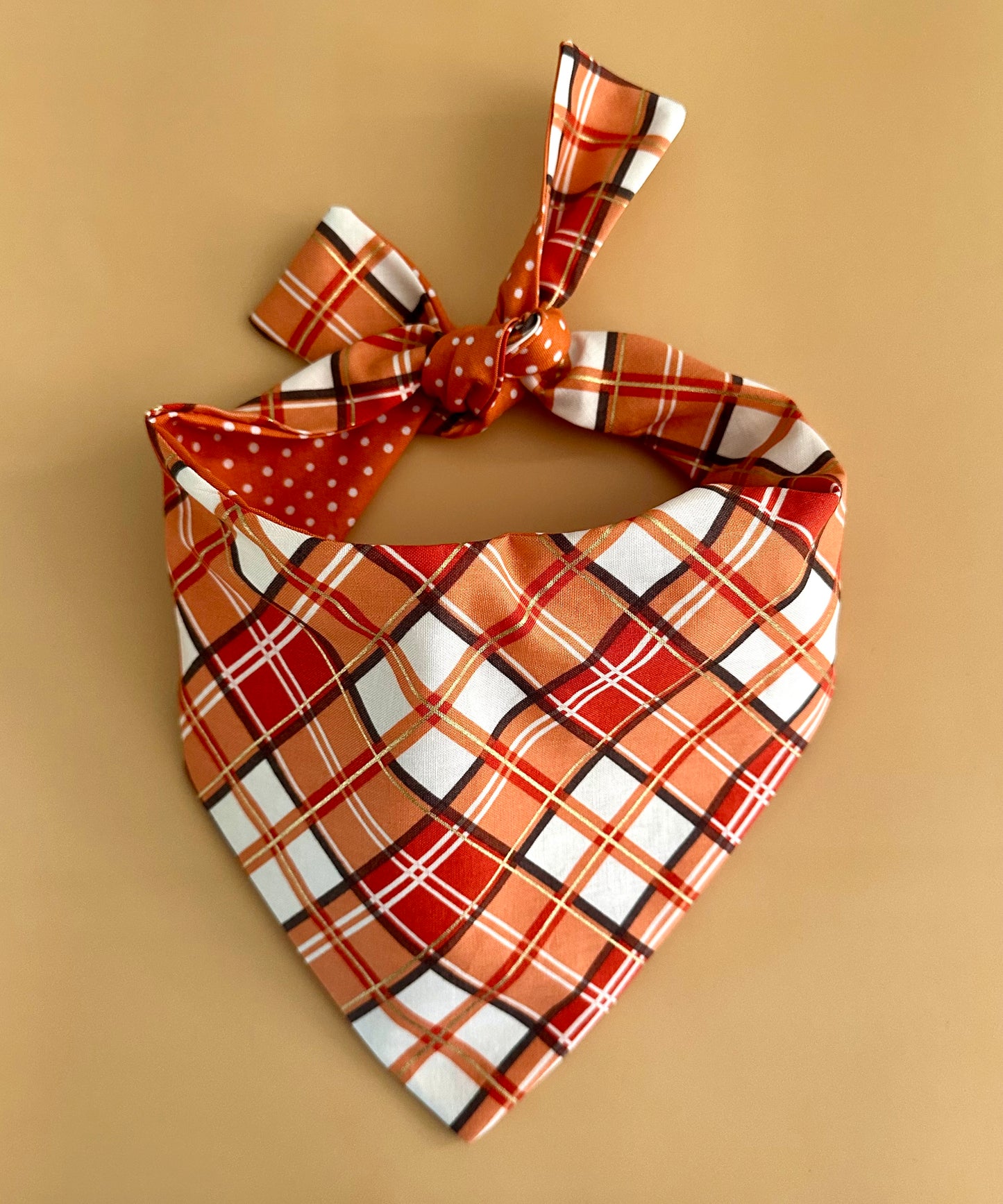 Plaid Dog Bandana Custom Pet Scarf Personalized Fall Tartan Puppy Outfit For Family Photo Shoot Gift Idea For New Dog Mom Classic Neckwear