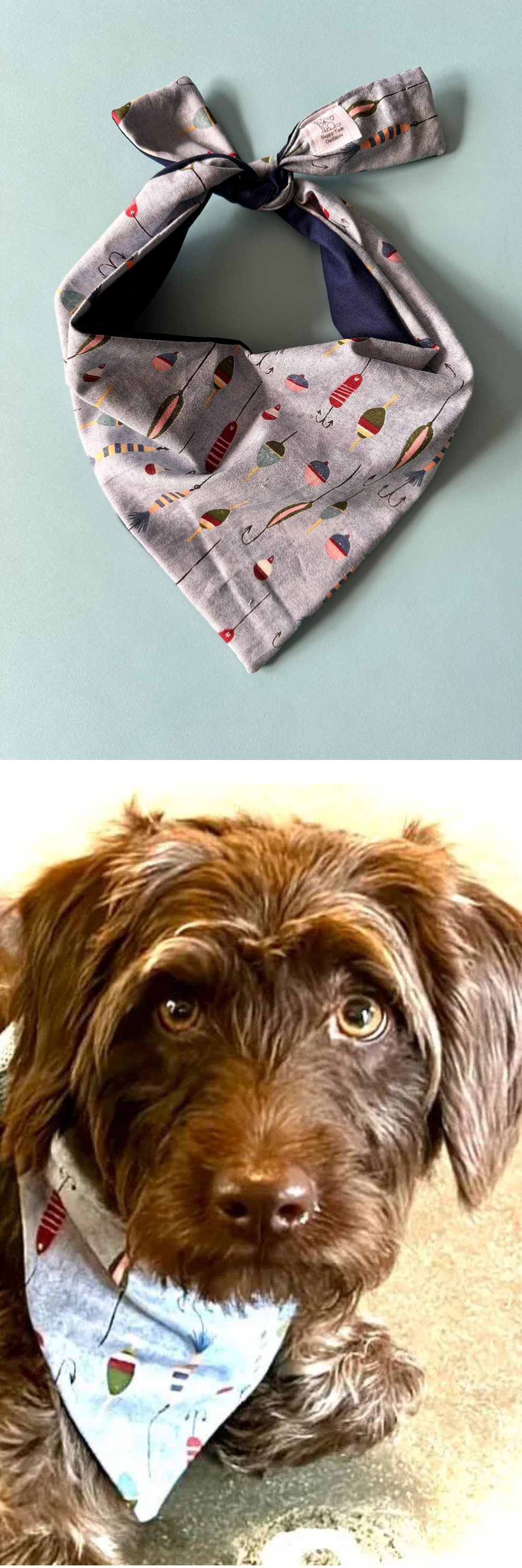 Dog Bandana Fish Hook Theme Gone Fishing Pet Scarf Outdoor Enthusiast Gift New Dog Lake Life Pet Neckwear Camping Puppy Adventure Apparel