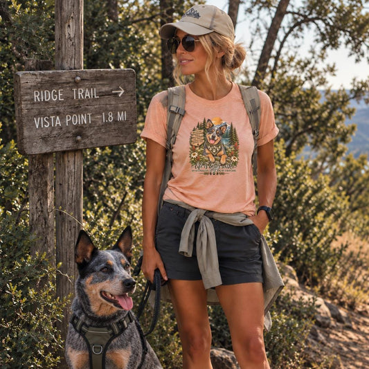 Blue Heeler Shirt Australian Cattle Dog Mom Hiking Tee Mountain Camping Gift for Her Nature Lover Outdoorsy Forest Trail Apparel