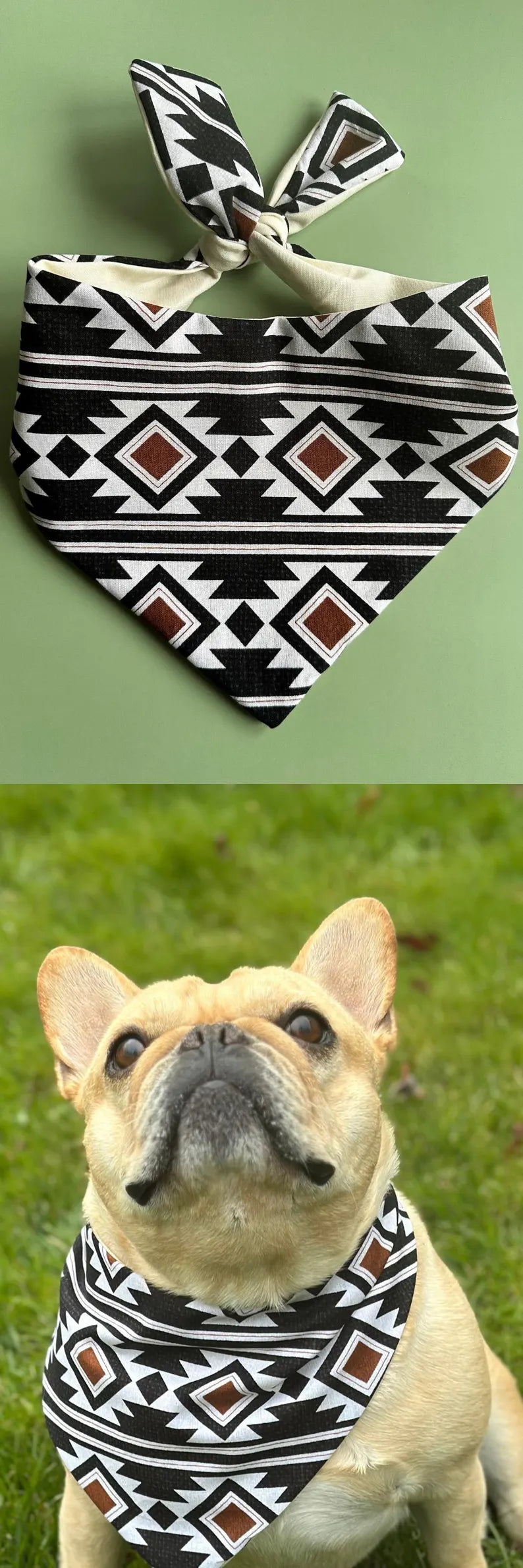 Southwest Inspired Dog Bandana Boho Western Custom Pet Accessory Neutral Color Personalized Puppy Scarf Handmade Dog Bandana Stylish Pets