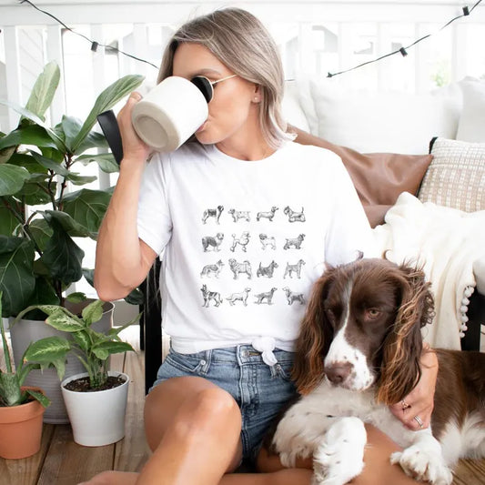 Dog Breed Graphic T Shirt Retro Inspired Dog Lover Tee Unique Gift Idea New Puppy Mom Pet Owner Apparel Veterinary T-Shirt Vet Tech Outfit