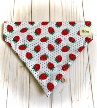 Load image into Gallery viewer, strawberry dog bandana Strawberry Puppy Bandana Strawberry Themed Dog Bandana Spring Pet Bandana Farm Puppy Bandana New Puppy Bandana Gift Puppy Photo Dog Mom Gift
