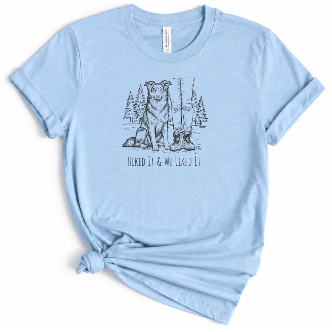 Border Collie Hiking Shirt Dog Lover Outdoor Adventure Tee Mountain Trail Gift For Hiker Camping Nature Apparel Vacation Travel Outfit