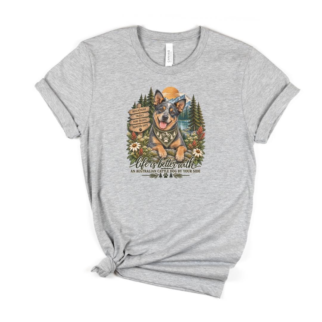 Blue Heeler Shirt Australian Cattle Dog Mom Hiking Tee Mountain Camping Gift for Her Nature Lover Outdoorsy Forest Trail Apparel