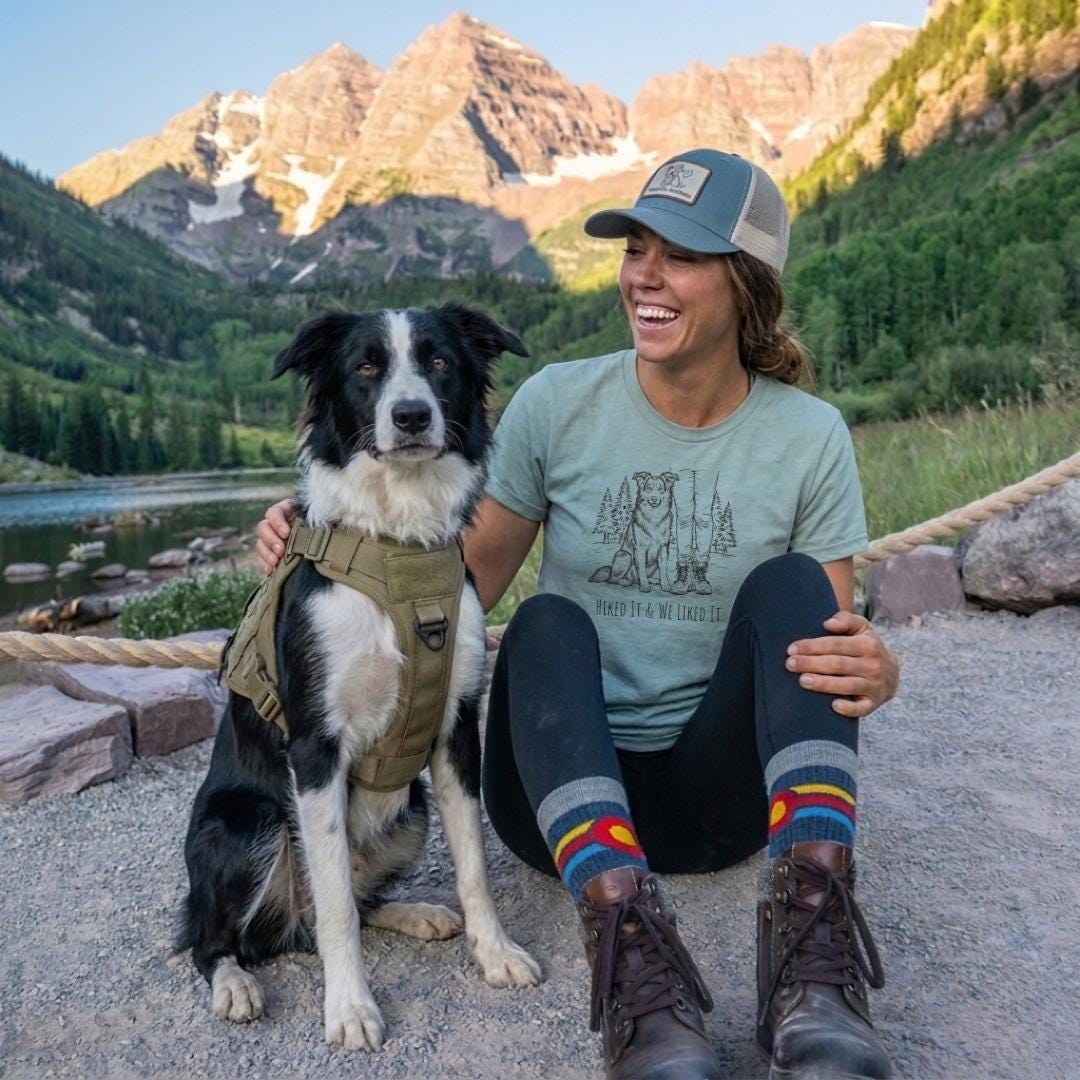 Border Collie Hiking Shirt Dog Lover Outdoor Adventure Tee Mountain Trail Gift For Hiker Camping Nature Apparel Vacation Travel Outfit