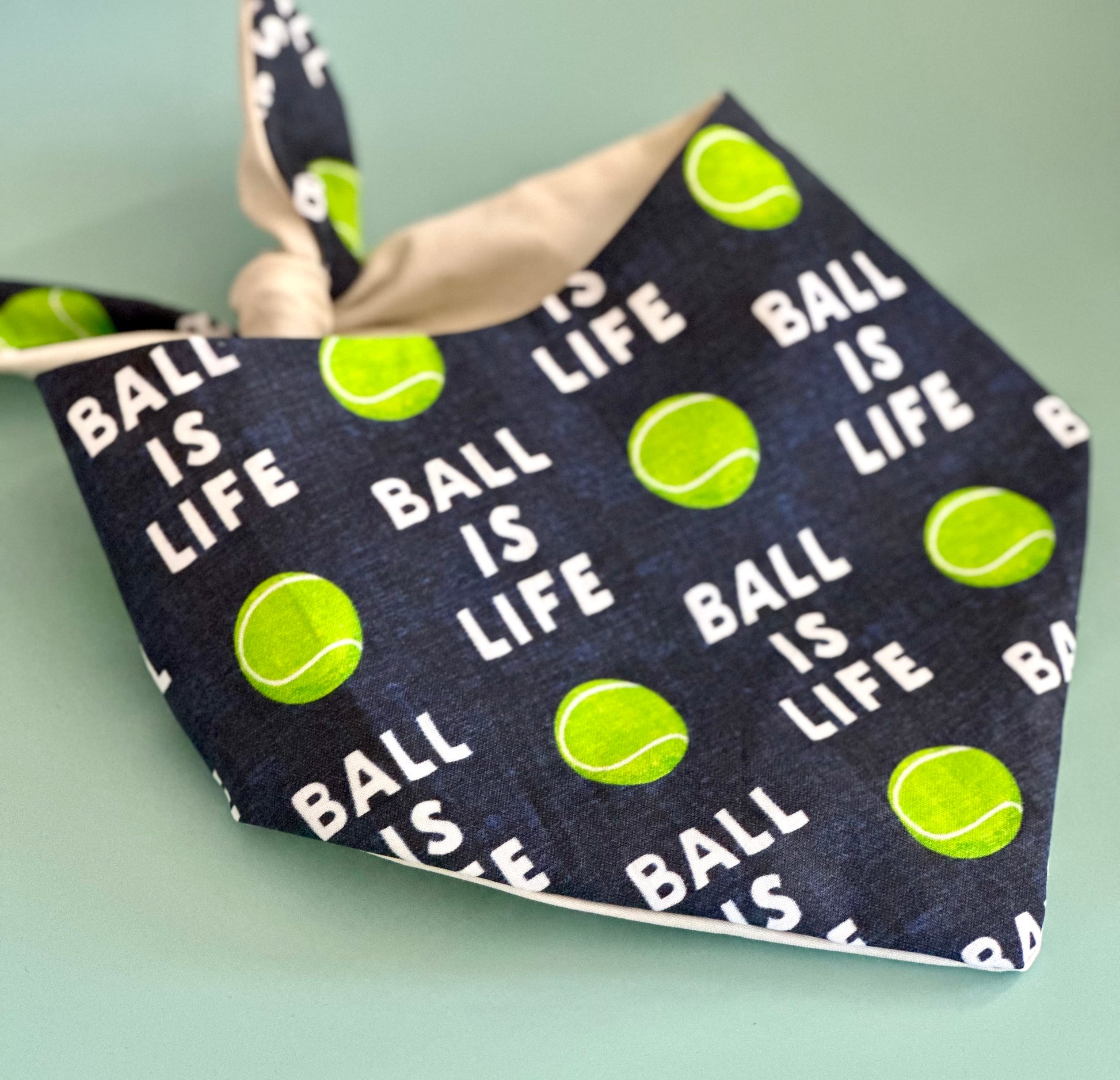 Ball Is Life Dog Bandana Sports Themed Pet Accessory Navy Blue Puppy Apparel Tennis Lover Gift Idea For New Family Pet Play Ball Outfit