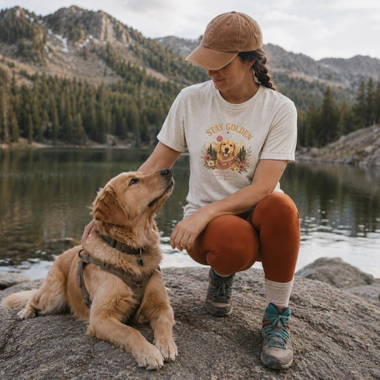 Stay Golden Golden Retriever Shirt Boho Dog Mom TShirt Floral Graphic Tee Nature Lover Gift Golden Retriever Mom Shirt Outdoor Adventure Tee