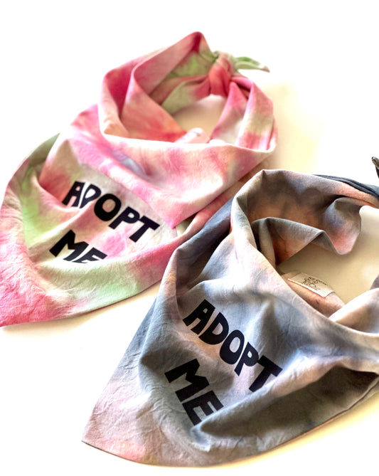 Unique Adopt Me Dog Bandana One Of A Kind Custom Tie Dye Perfect for Rescue Dogs Eye-Catching Pet Adoption Accessory For Adoption Event Idea