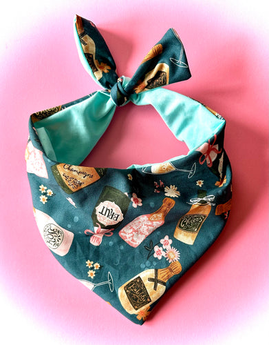 Wine Lover Dog Bandana Rosé & Champagne Inspired Pet Scarf Puppy Neckwear Gift for Wine Enthusiasts Winery-Themed Doggie Accessories Outfit