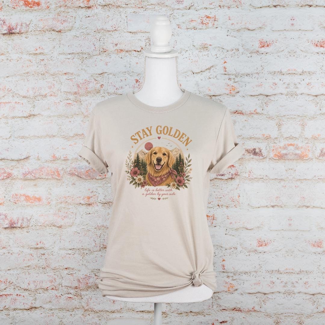 Stay Golden Golden Retriever Shirt Boho Dog Mom TShirt Floral Graphic Tee Nature Lover Gift Golden Retriever Mom Shirt Outdoor Adventure Tee