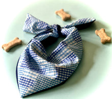 Load image into Gallery viewer, Patchwork Blue Plaid Dog Bandana Handmade Gingham Pet Scarf for Stylish Pups Unique Checkered Neckwear Perfect Gift for Dog Lovers Idea
