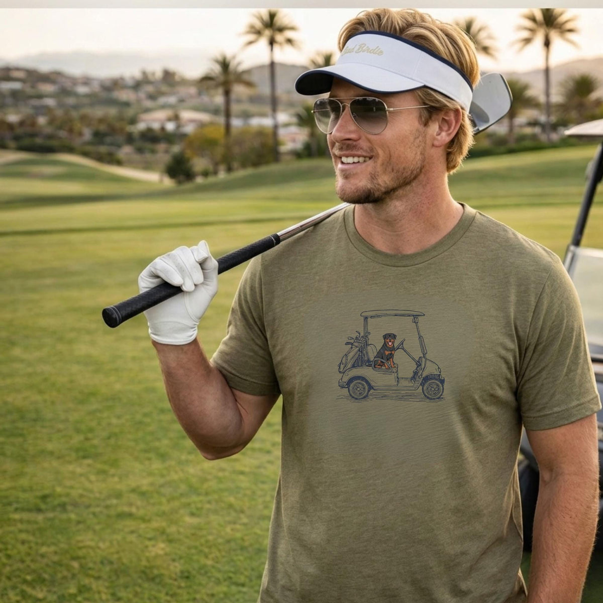 Golf Dad Shirt Rottweiler Retriever Cart Tee Funny Golfer Gift Fathers Day Present Dog Lover Apparel Country Club Summer Graphic T-Shirt