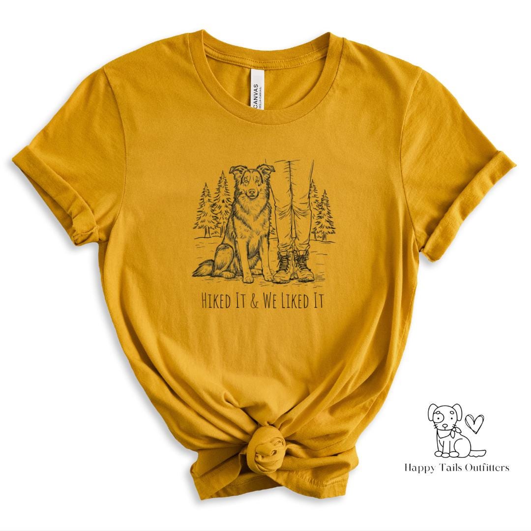 Border Collie Hiking Shirt Dog Lover Outdoor Adventure Tee Mountain Trail Gift For Hiker Camping Nature Apparel Vacation Travel Outfit