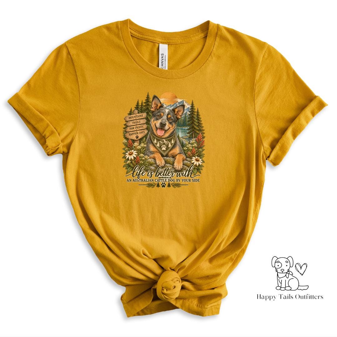 Blue Heeler Shirt Australian Cattle Dog Mom Hiking Tee Mountain Camping Gift for Her Nature Lover Outdoorsy Forest Trail Apparel