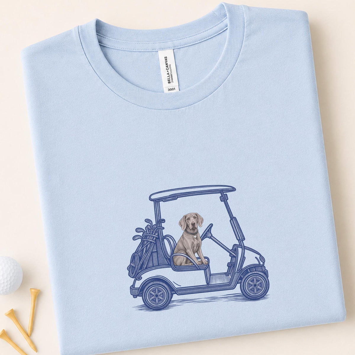 Golf Cart Dad Shirt Weimaraner Tee Funny Golfer Gift Idea Fathers Day Present Dog Lover Apparel Country Club Weim Graphic