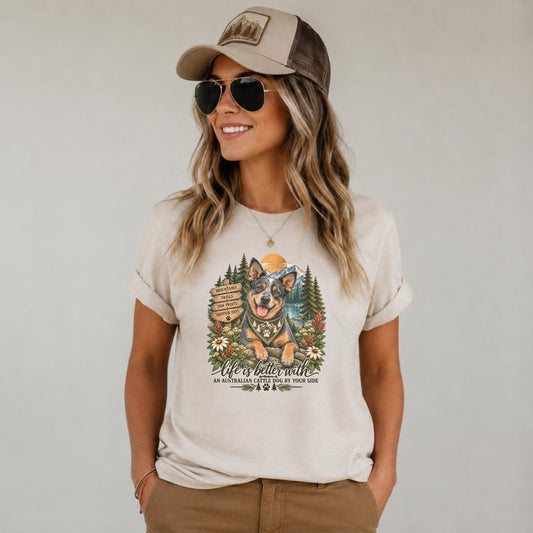 Blue Heeler Shirt Australian Cattle Dog Mom Hiking Tee Mountain Camping Gift for Her Nature Lover Outdoorsy Forest Trail Apparel