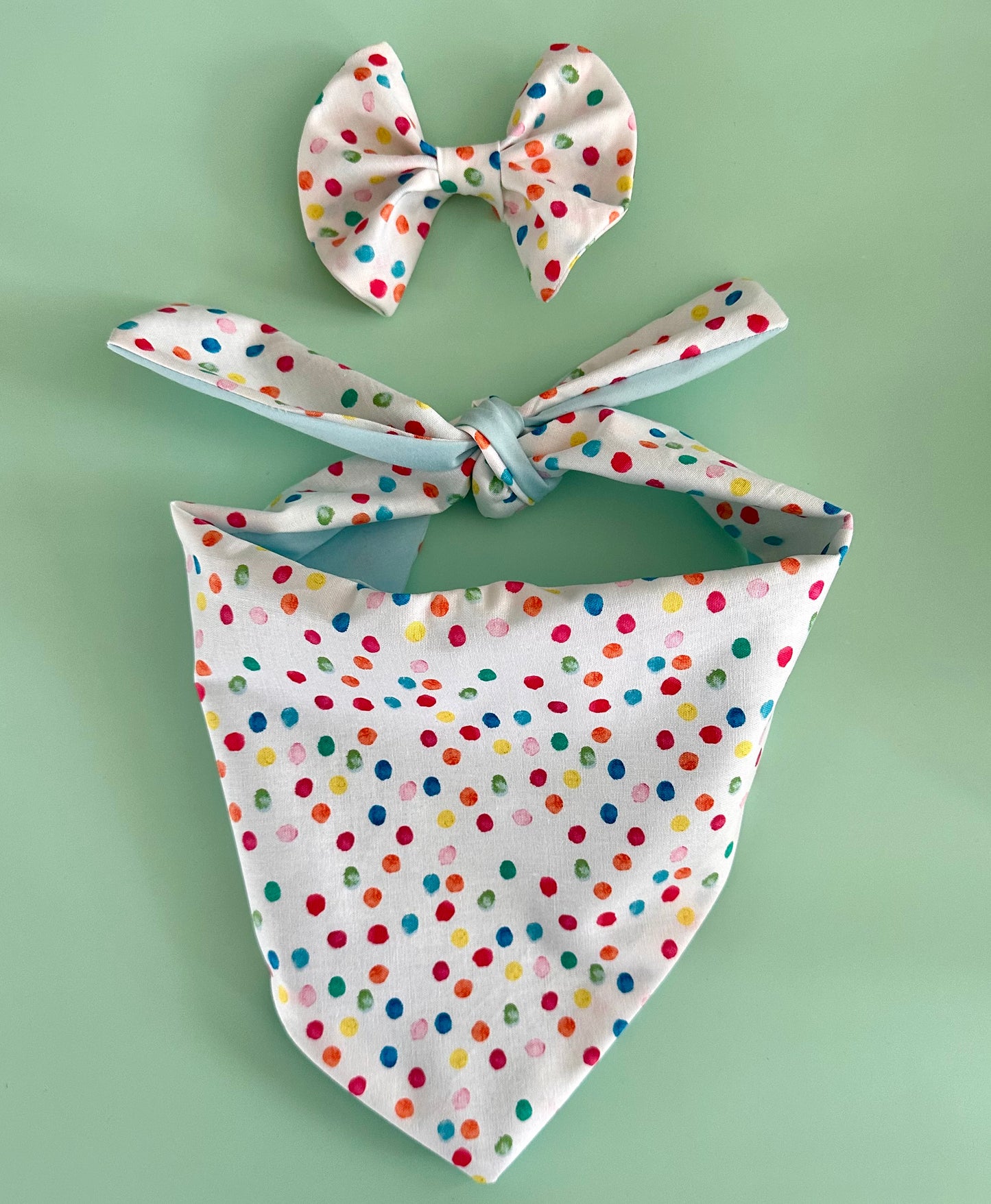 Custom Dog Birthday Bandana & Bow Set Polka Dot Puppy Outfit Idea Personalized Pet Scarf Dog Party Accessory Cute Pet Gift for Celebration