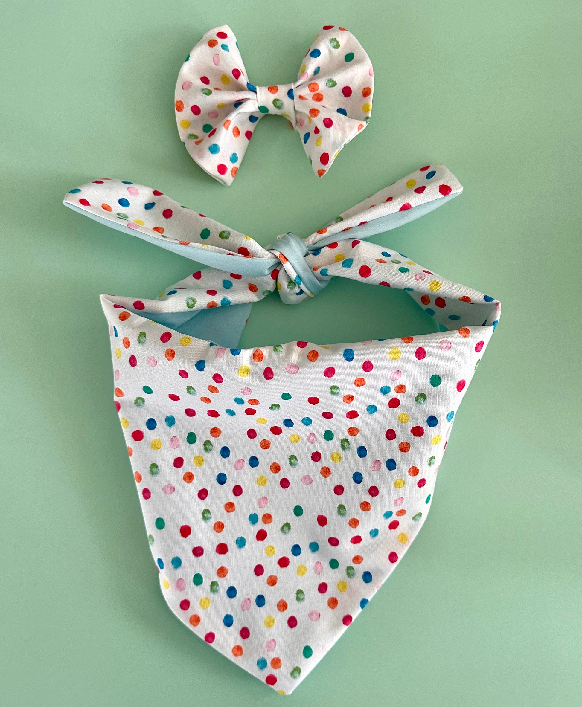 Custom Dog Birthday Bandana & Bow Set Polka Dot Puppy Outfit Idea Personalized Pet Scarf Dog Party Accessory Cute Pet Gift for Celebration
