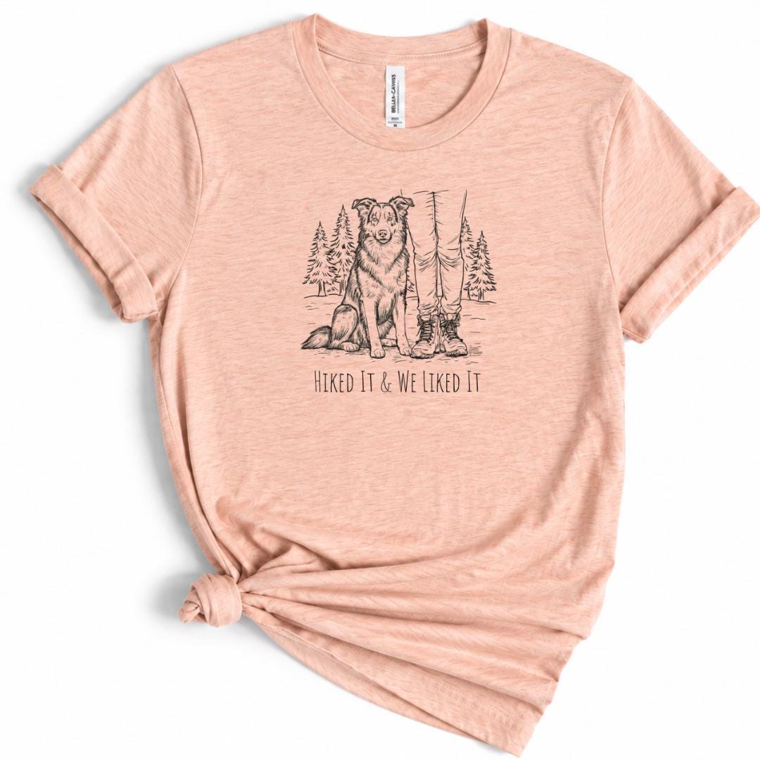 Border Collie Hiking Shirt Dog Lover Outdoor Adventure Tee Mountain Trail Gift For Hiker Camping Nature Apparel Vacation Travel Outfit