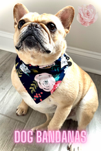Load image into Gallery viewer, Floral Dog Bandana Cottage Core Theme Pet Scarf Spring Flowers Dog Neckerchief Rustic Country Chic Puppy Accessory Garden Inspired Dog Gift
