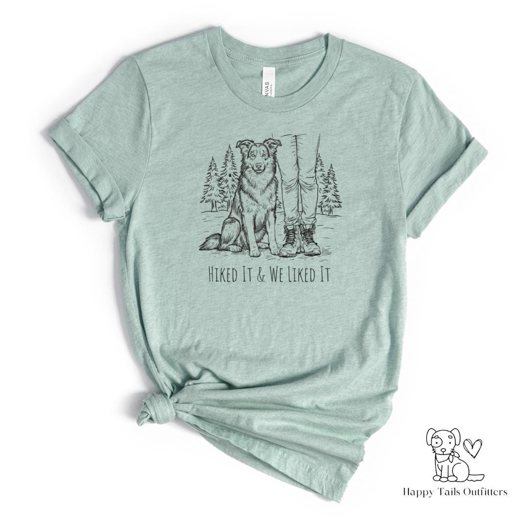 Border Collie Hiking Shirt Dog Lover Outdoor Adventure Tee Mountain Trail Gift For Hiker Camping Nature Apparel Vacation Travel Outfit