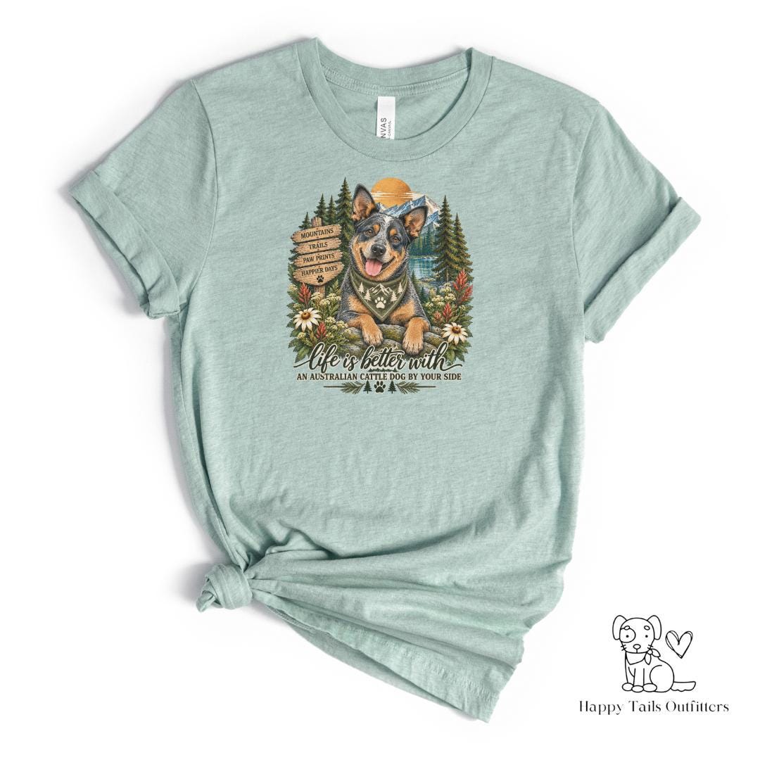 Blue Heeler Shirt Australian Cattle Dog Mom Hiking Tee Mountain Camping Gift for Her Nature Lover Outdoorsy Forest Trail Apparel