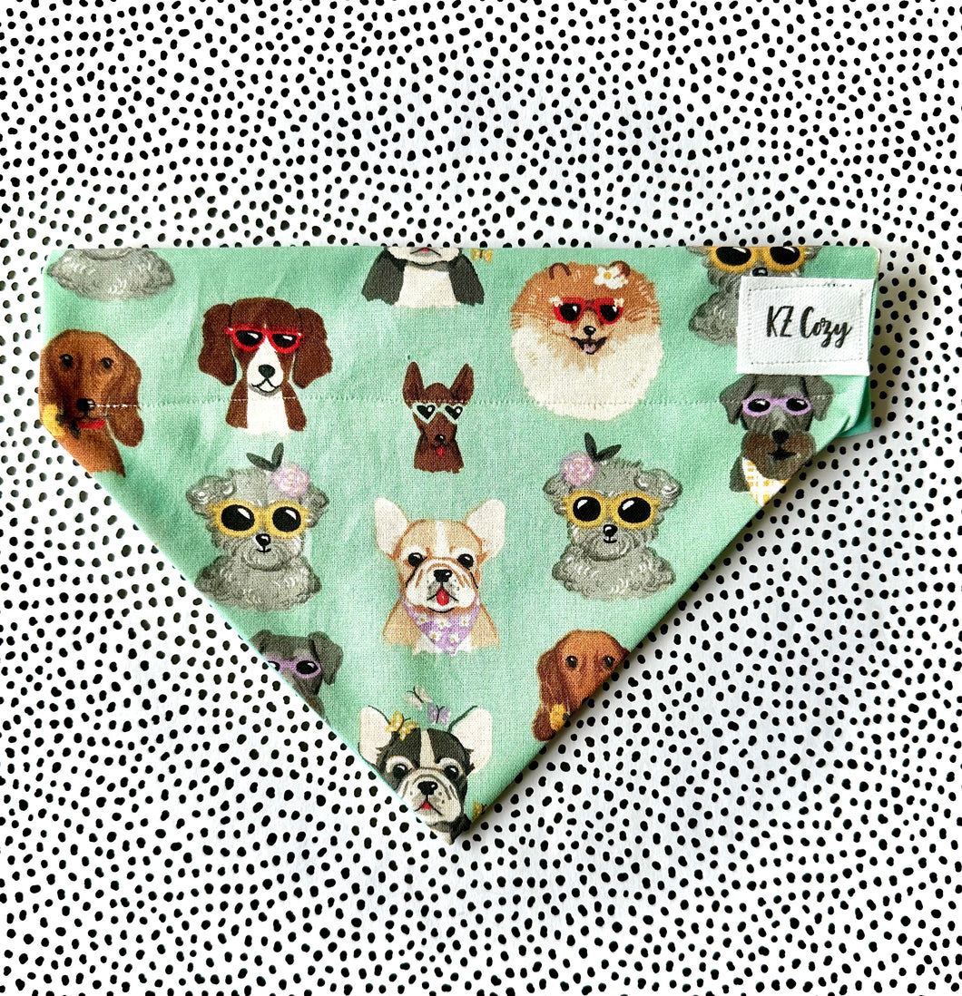 Funny Dog Bandana Sunglasses Print Stylish Pet Accessories Unique Dog Scarf Trendy Puppy Neckwear Dog Lover Gift Idea Spring Pet Fashion