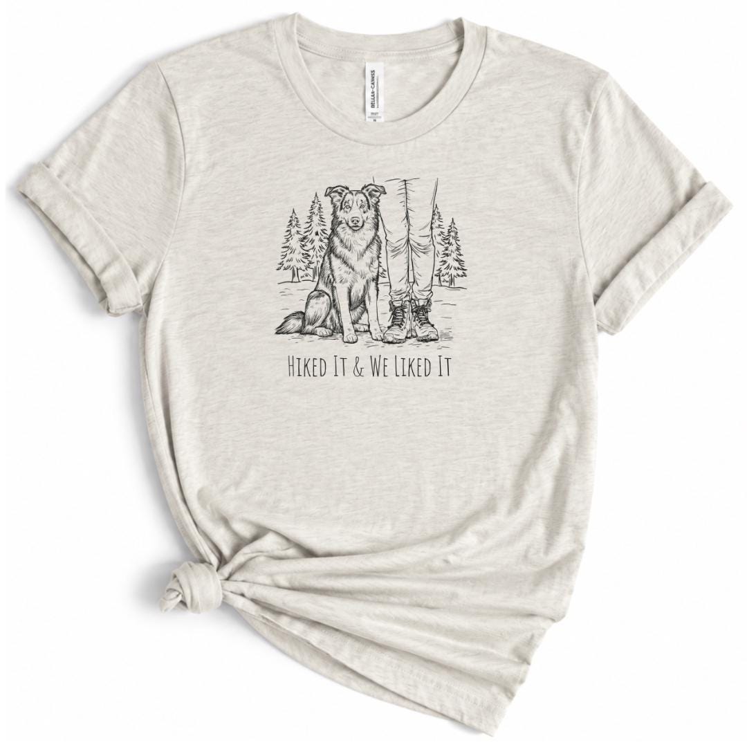 Border Collie Hiking Shirt Dog Lover Outdoor Adventure Tee Mountain Trail Gift For Hiker Camping Nature Apparel Vacation Travel Outfit