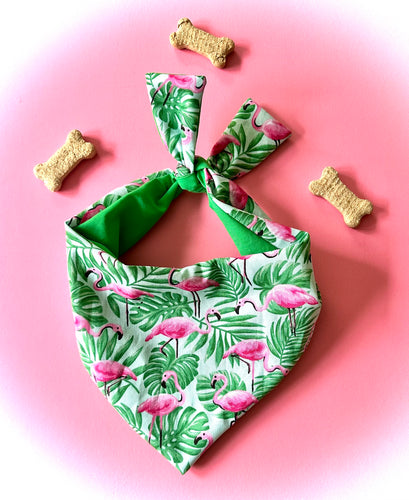 Flamingo Dog Bandana Tropical Pet Scarf Summer Vibes Puppy Accessory Unique Pink Bird Print Neckwear Perfect Gift For Pet & Beach Lover Idea