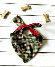 Load image into Gallery viewer, Dog Bandana Christmas Plaid Pet Scarf Tartan Holiday Family Photo With Pet Idea Classic Dog Accessory With Name New Xmas Puppy Gift New Pet
