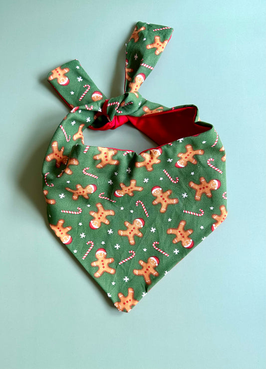Gingerbread Man Dog Bandana Personalized Holiday Pet Scarf Custom Christmas Outfit Cute Winter Accessory Puppy Gift Idea for Dog Lovers