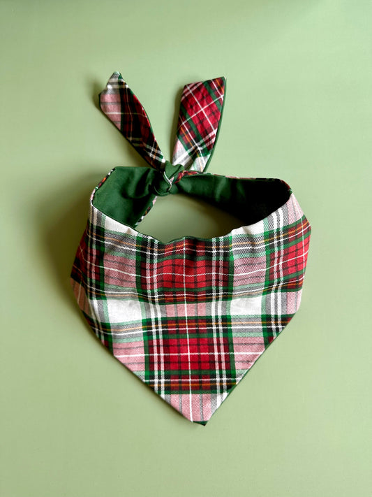 Dog Bandana Christmas Plaid Custom Pet Scarf For Family Photo Shoot Puppy 1st XMas Gift Idea Surprise Holiday Puppy Tartan Pet Accessory