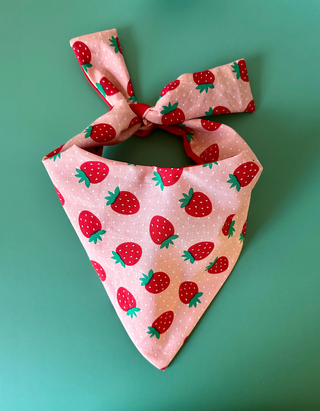 Strawberry Dog Bandana Handmade Custom Pet Scarf Fruit Design Cute Personalized Dog Accessories Berry Neckwear Gift Idea For New Puppy Photo