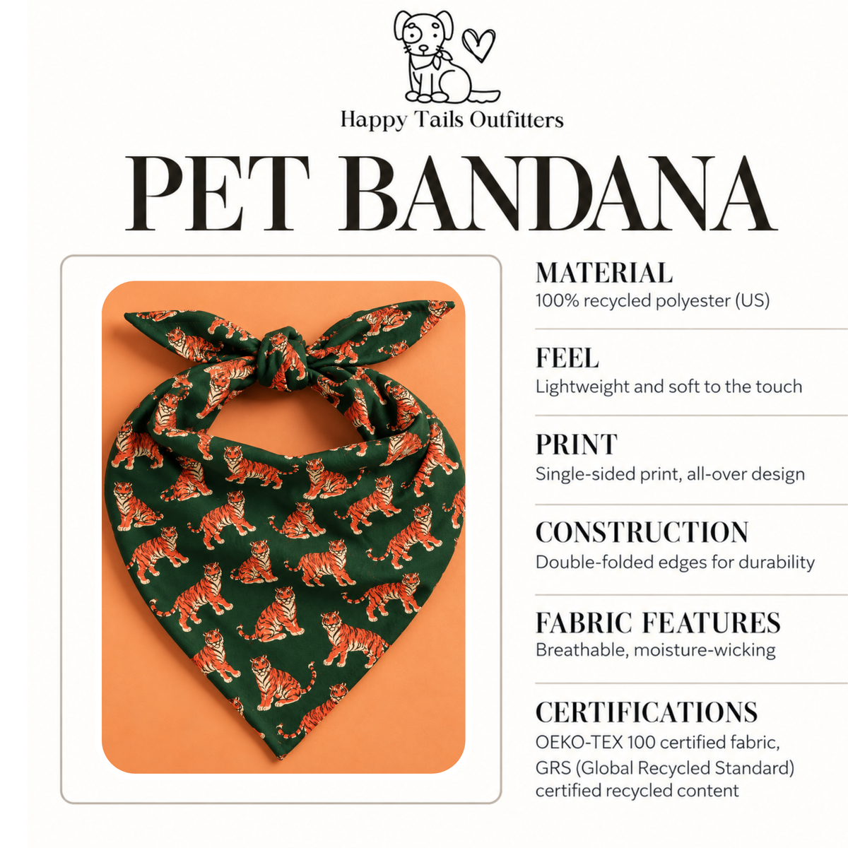 Tiger Dog Bandana