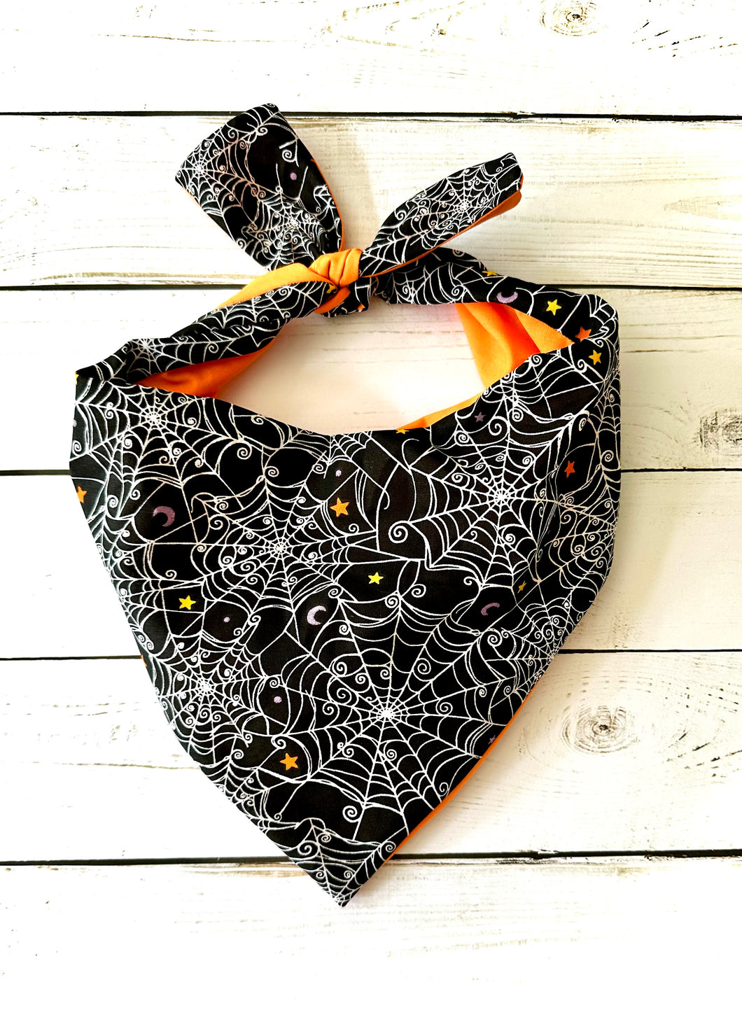 Halloween Dog Bandana Spider Web Design Spooky Pet Accessory Custom Black and White Dog Scarf Handmade Dog Costume Personalized Pet Gift