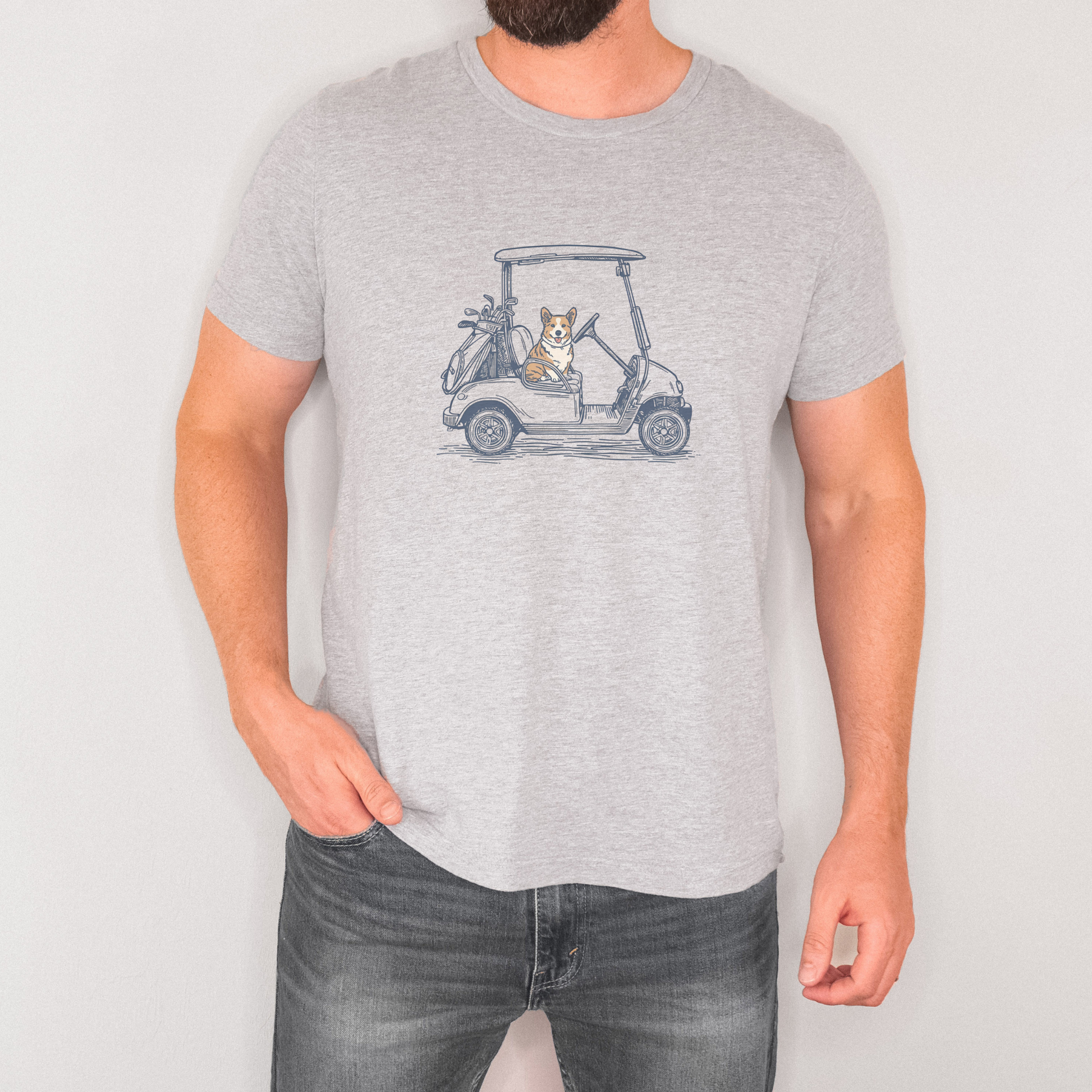 Corgi Dad Golf T-Shirt Dog Father Gift Idea Outdoor Sports Enthusiast Apparel Pembroke Welsh Corgi Dog Breed Theme Present For Golfer