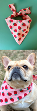 Load image into Gallery viewer, Strawberry Dog Bandana Handmade Custom Pet Scarf Fruit Design Cute Personalized Dog Accessories Berry Neckwear Gift Idea For New Puppy Photo
