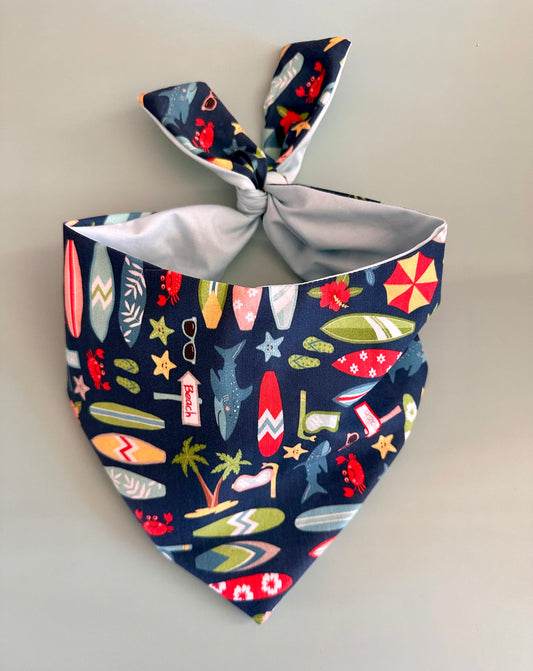 Surfboard Dog Bandana Surfing Pet Neckwear Beach Theme Puppy Accessory Summer Vibes Dog Scarf Unique Surfer Dog Fashion Nautical Pet Apparel