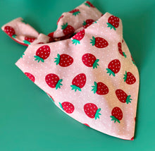 Load image into Gallery viewer, Strawberry Dog Bandana Handmade Custom Pet Scarf Fruit Design Cute Personalized Dog Accessories Berry Neckwear Gift Idea For New Puppy Photo
