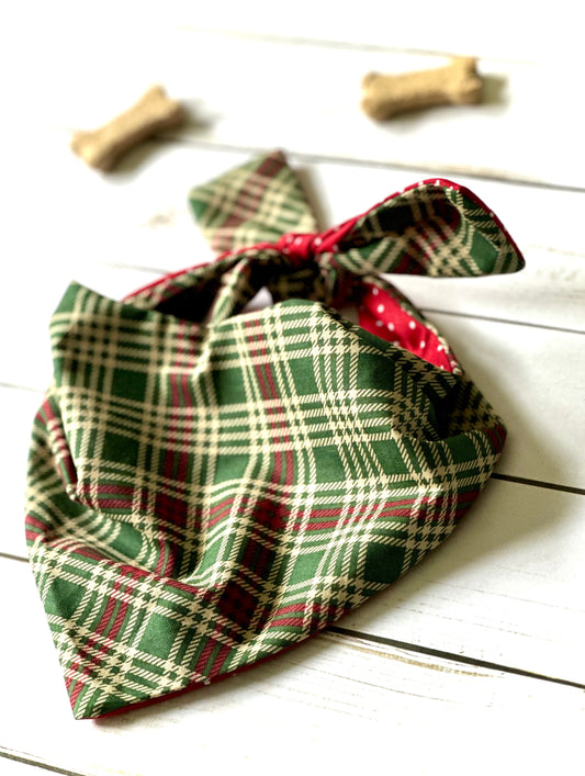 Dog Bandana Christmas Plaid Pet Scarf Tartan Holiday Family Photo With Pet Idea Classic Dog Accessory With Name New Xmas Puppy Gift New Pet