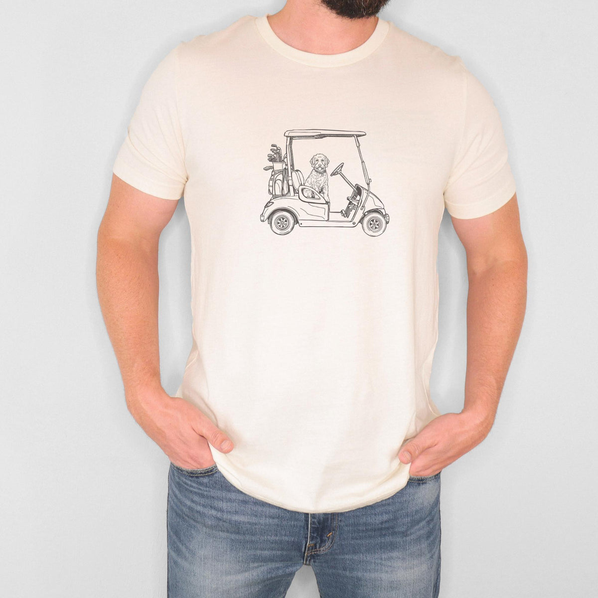 Golden Doodle Dad Golf T-Shirt Dog Father Gift Idea Outdoor Sports Enthusiast Apparel Dog Breed Theme Present For Golfer
