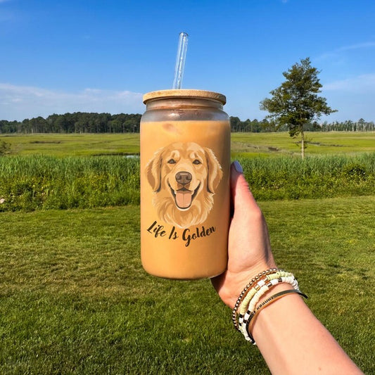 Golden Retriever Glass Tumbler