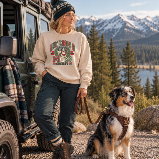 Australian Shepherd Mom Sweatshirt Preppy Varsity Dog Mom Crewneck Mismatched Plaid Shepherd Mom Gift Dog Lover Society Sweater