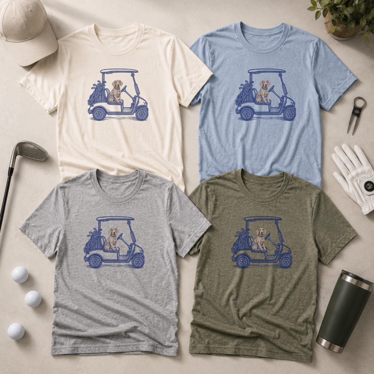 Golf Cart Dad Shirt Weimaraner Tee Funny Golfer Gift Idea Fathers Day Present Dog Lover Apparel Country Club Weim Graphic