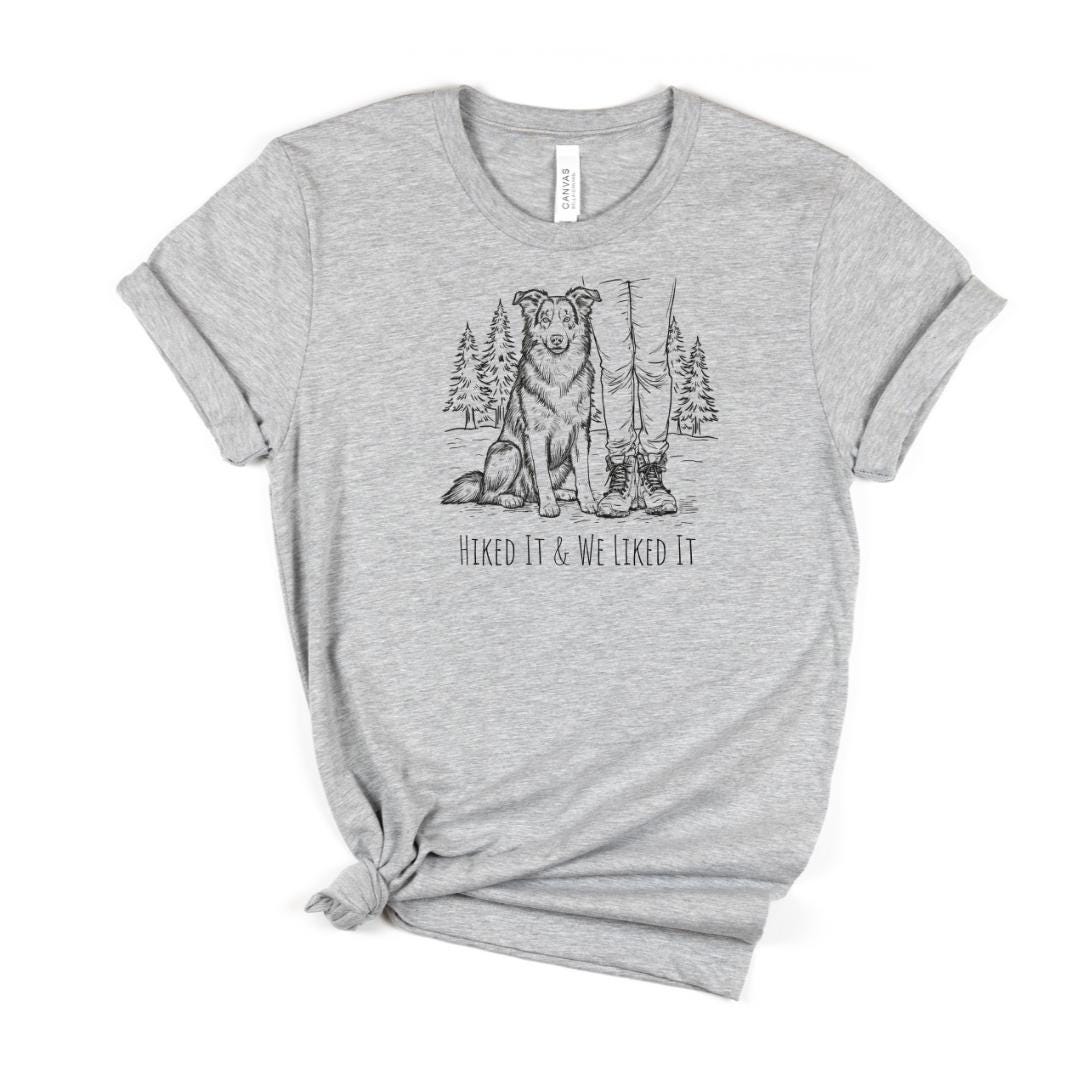 Border Collie Hiking Shirt Dog Lover Outdoor Adventure Tee Mountain Trail Gift For Hiker Camping Nature Apparel Vacation Travel Outfit